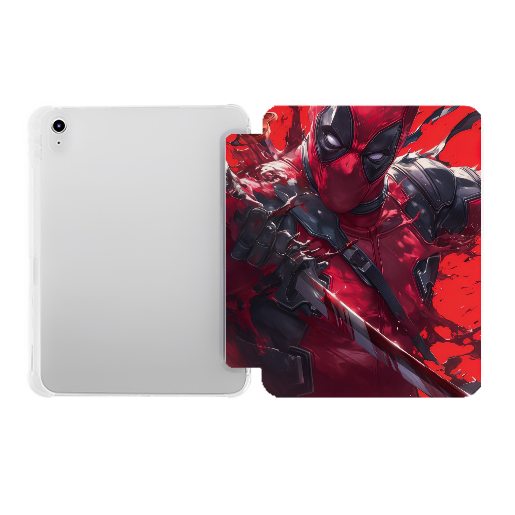 （画像用） Deadpool デッドプール IPad ケース ペン収納付き 三つ折りスタンド PUレザー×シリコン 対応機種9.5/10.5/10.9インチ